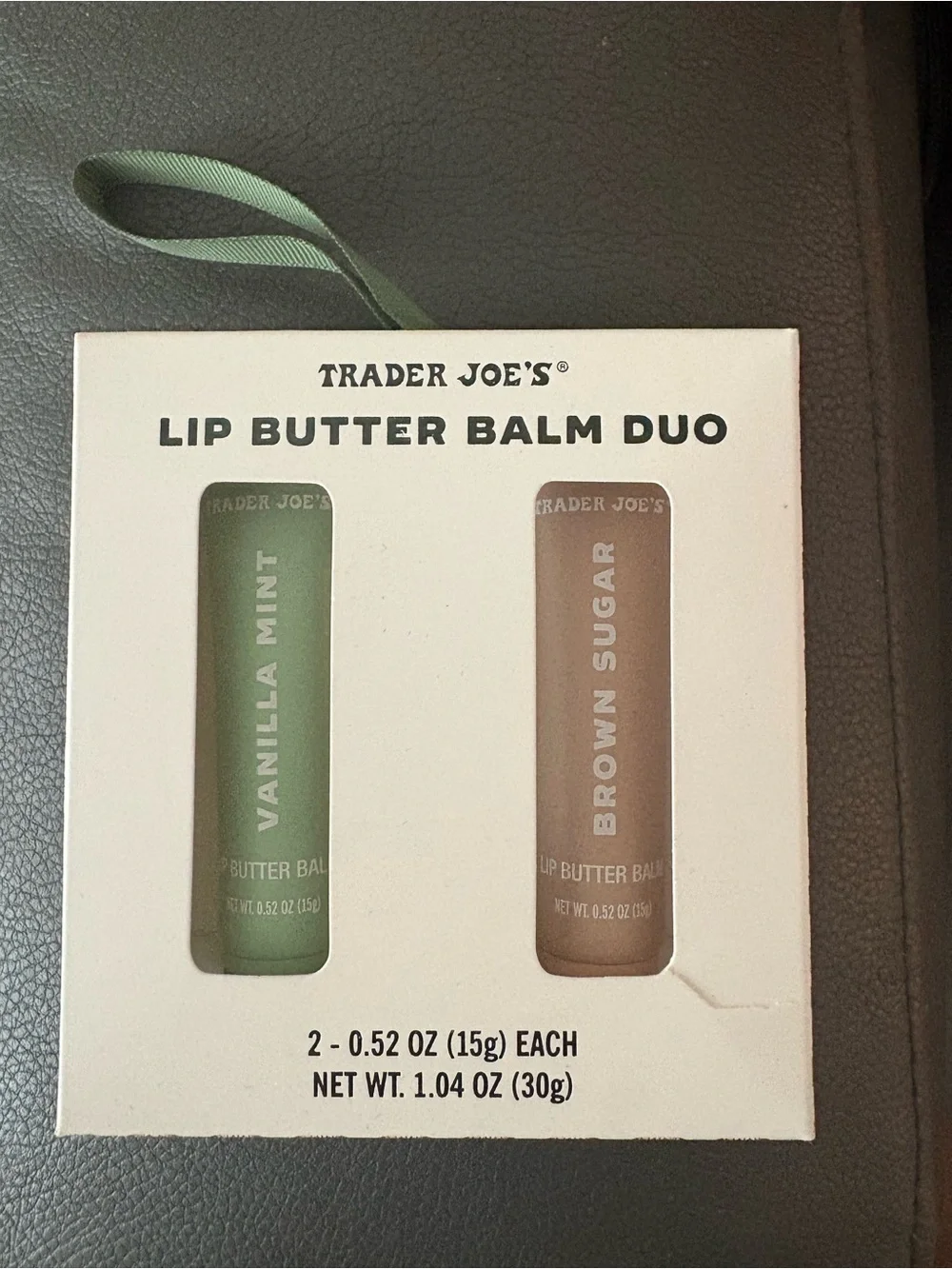 Trader Joe's Lip Butter Balm Duo Vanilla Mint Brown Sugar Gift Set New in Box